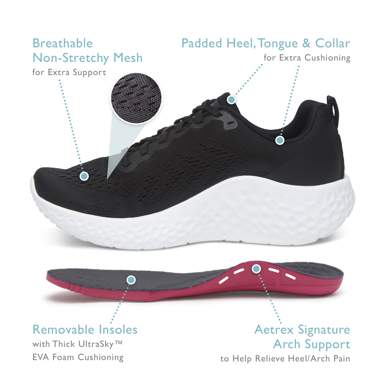 Danika Arch Support Sneakers White - Aetrex Middle East